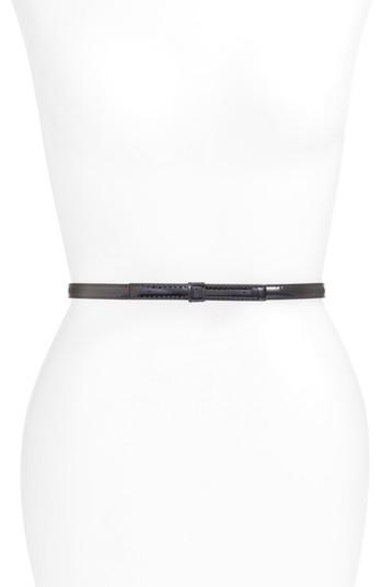 Women's Kate Spade New York Bow Skinny Patent Leather Belt - Black