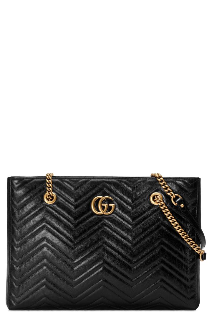 Gucci Gg Marmont 2.0 Matelasse Medium Leather East/west Tote Bag -
