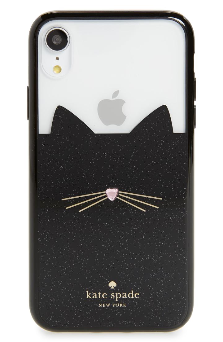 Kate Spade New York Jeweled Glitter Cat Iphone X/xs/xs Max & Xr Case - Black