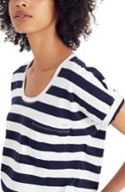 Women's Madewell Stripe U-neck Tee, Size - Blue
