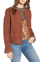 Women's Hinge Feminine Suede Jacket, Size - Brown