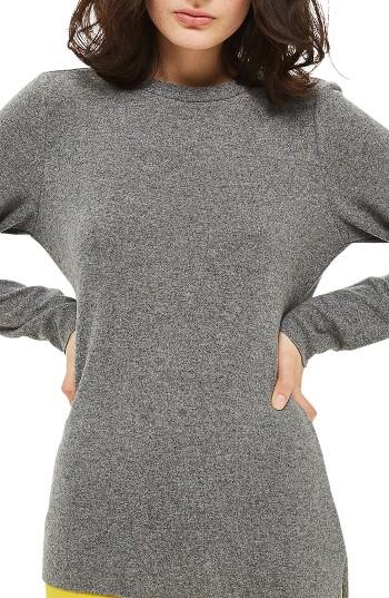 Women's Topshop Cut & Sew Longline Sweater Us (fits Like 0) - Grey
