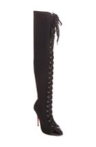 Women's Christian Louboutin Frenchie Lace-up Over The Knee Sock Boot Us / 36eu - Black