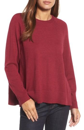 Women's Eileen Fisher Side Slit Merino Wool Sweater - Red