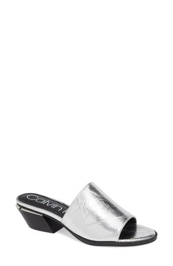 Women's Calvin Klein Narissa Slide Sandal .5 M - Metallic