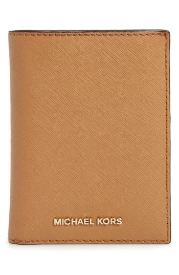 Michael Michael Kors 'jet Set' Leather Passport Wallet - Brown