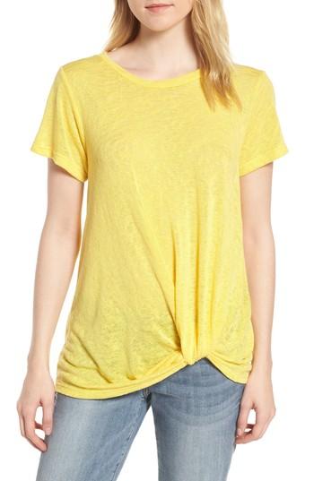 Women's Bobeau Jessica Twist Hem Slub Tee - Yellow