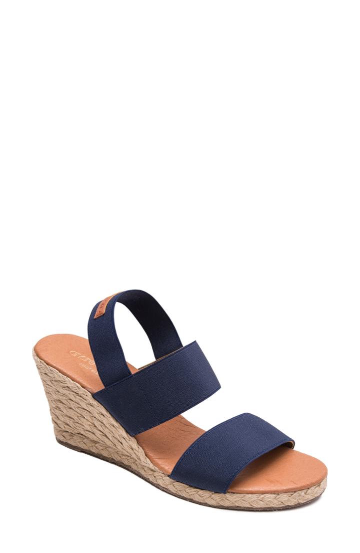 Women's Andre Assous Allison Wedge Sandal M - Blue