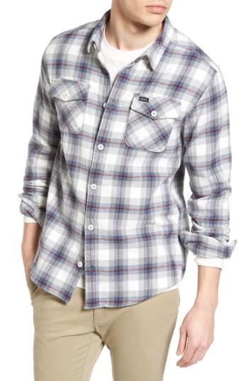 Men's Rvca 'that'll Work' Trim Fit Plaid Flannel Shirt, Size - White