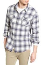 Men's Rvca 'that'll Work' Trim Fit Plaid Flannel Shirt, Size - White