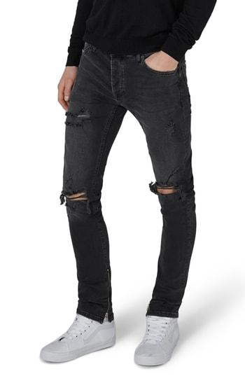 Men's Topman Stretch Skinny Fit Jeans X 34 - Black