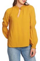 Women's 1.state Split Neck Foulard Dobby Blouse - Yellow