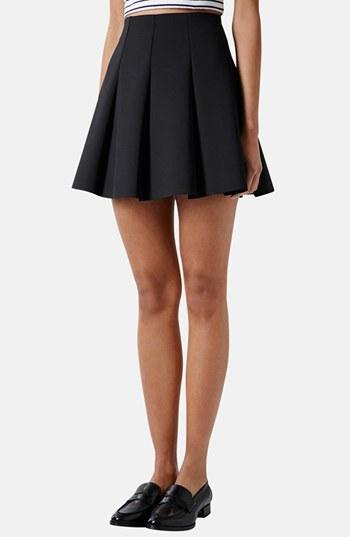 Topshop Pleated Scuba Skirt Black