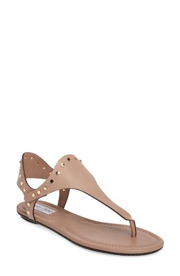 Women's Jimmy Choo Dara Studded T-strap Sandal .5us / 36.5eu - Beige