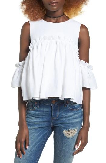 Women's J.o.a. Linen Cold Shoulder Top