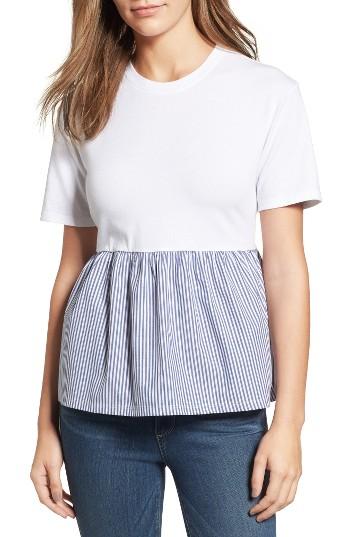Women's Halogen Woven Peplum Tee - White