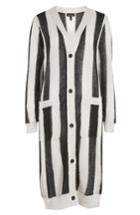 Women's Topshop Stripe Longline Cardigan Us (fits Like 0-2) - Black