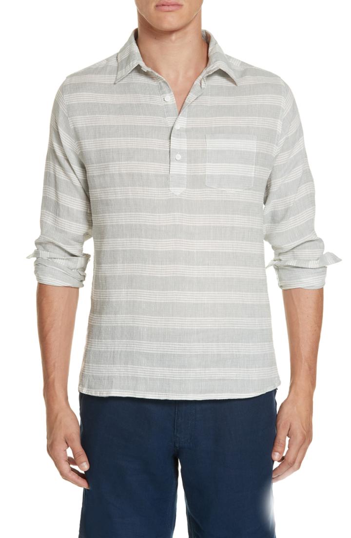 Men's Onia Chambray Stripe Pullover Woven Shirt - Grey