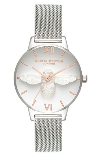 Women's Olivia Burton Bee Mesh Strap Watch, 30mm