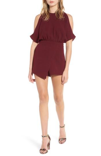 Women's Cold Shoulder Romper - Burgundy