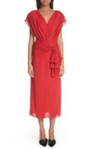 Women's Magda Butrym Tie Waist Silk Dress Us / 34 Fr - Red