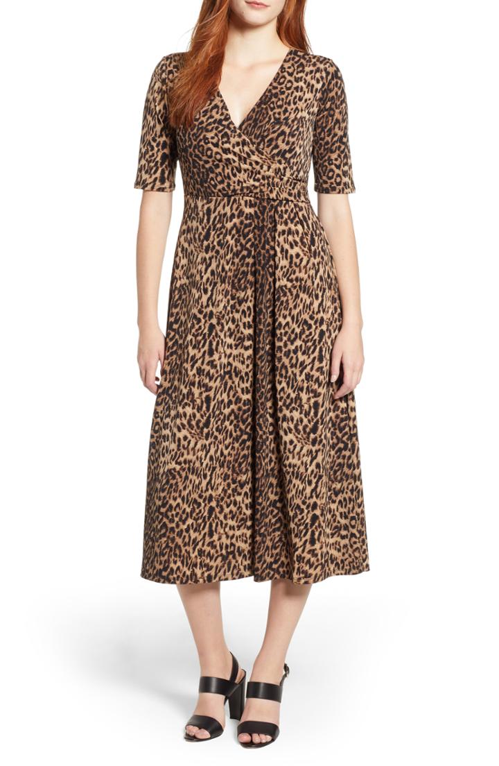 Women's Chaus Leopard Print Faux Wrap Dress
