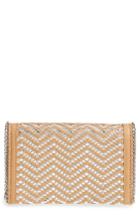 Chelsea28 Woven Faux Leather Clutch - Brown