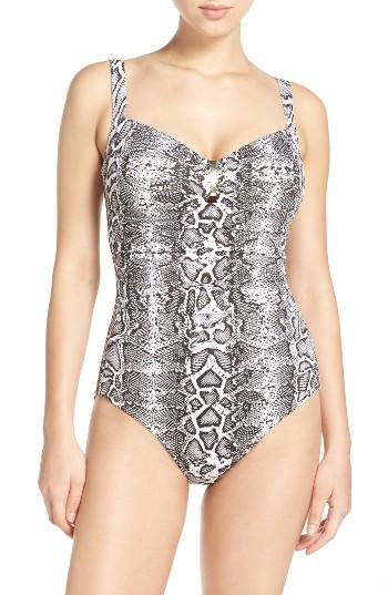 Women's Tommy Bahama Snake Charmer One-piece Swimsuit - Grey
