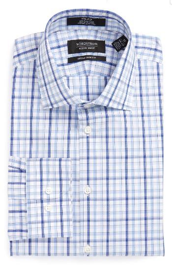 Men's Nordstrom Men's Shop Extra Trim Fit Non-iron Plaid Dress Shirt