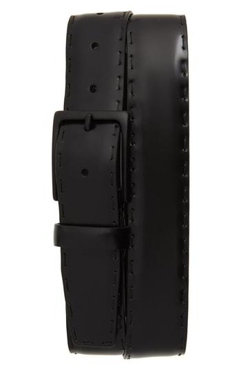 Men's Canali Leather Belt - Black