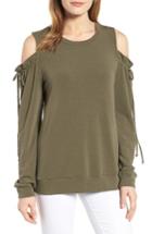 Women's Pleione Paperbag Sleeve Cold Shoulder Pullover - Green