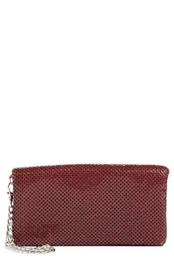 Glint Metal Mesh Foldover Clutch - Burgundy