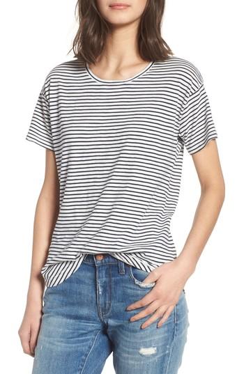 Women's Madewell Whisper Cotton Stripe Crewneck Tee, Size - Blue