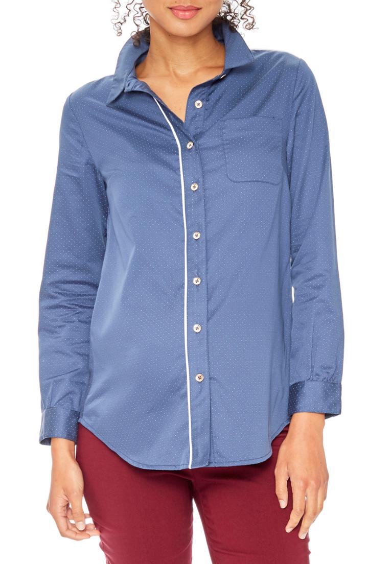 Women's Two By Vince Camuto Off The Shoulder Scatter Arrow Blouse - Blue