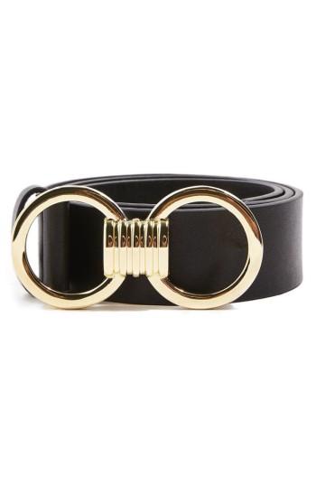 Women's Topshop Circle Buckle Faux Leather Belt - Black