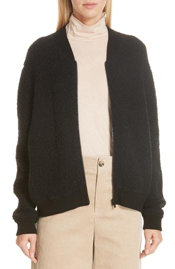 Women's Vince Boucle Knit Bomber Jacket - Black