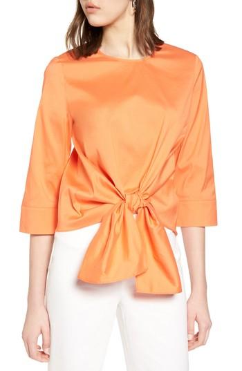 Women's Halogen Tie Front Blouse - Coral