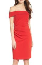 Women's Vince Camuto Off The Shoulder Crepe Sheath Dress - Red