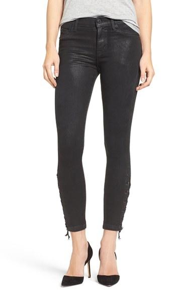 Women's Hudson Jeans 'nix' Lace-up Hem Crop Skinny Jeans - Black