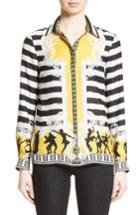 Women's Versace Collection Catwalk Print Silk Blouse Us / 44 It - White