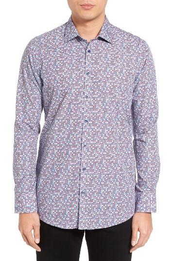 Men's Sand Geometric Print Sport Shirt