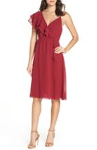 Women's Ganni Floral Silk Wrap Dress Us / 36 Eu - Red