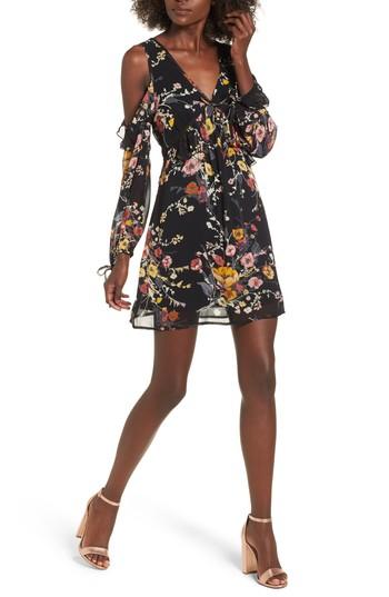 Women's Band Of Gypsies Cold Shoulder Floral Dress - Black