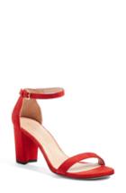 Women's Stuart Weitzman Nearlynude Ankle Strap Sandal .5 M - Red
