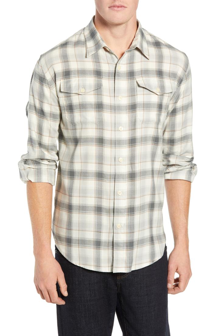 Men's Coastaoro Honeydew Plaid Garment Washed Flannel Shirt - Grey
