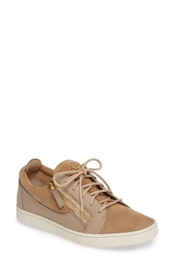 Women's Giuseppe Zanotti Low Top Zip Sneaker M - Beige
