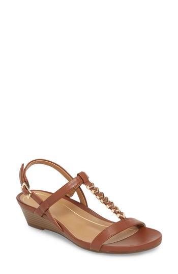 Women's Vionic Cali T-strap Wedge Sandal M - Brown
