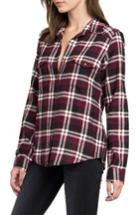 Women's Rvca Plaid Flannel Shirt - Burgundy