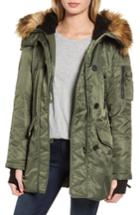 Women's Sam. Iceberg Water Repellent Hooded Parka With Faux Fur Trim - Green