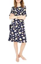 Women's Boden Fluted Sleeve Ponte Fit & Flare Dress - Blue